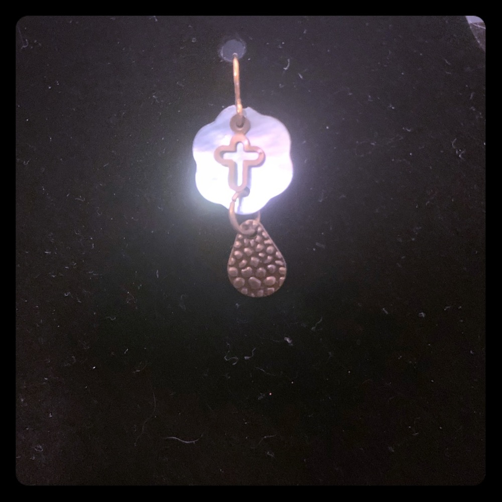 Blue cross earrings